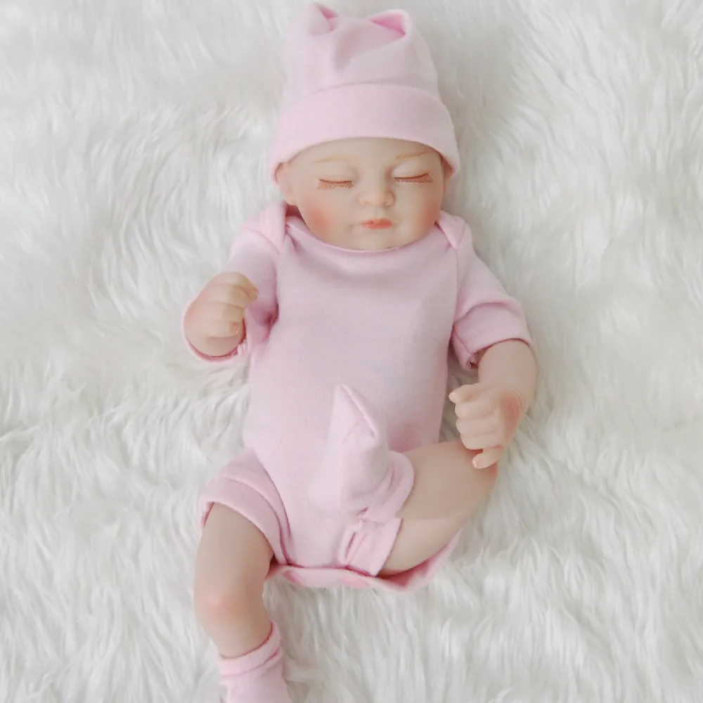 

10 Inch Lifelike Simulation silicone Reborn Doll Baby dolls Close Your Eyes Collection Prop Flexible Glue House Toys 28cm Doll