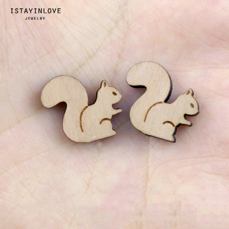 

Handmade Jewelry Making Supplies Beads Laser Cut Wooden Animal Squirrel Charm For DIY Necklace Earrings Brooch Ring SWC85 4