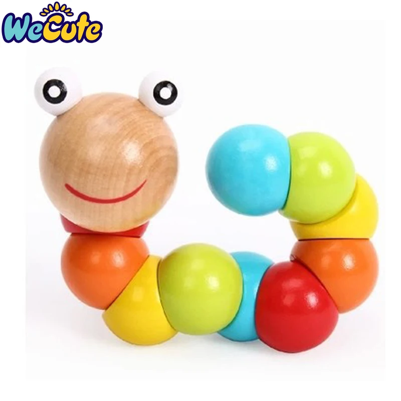 

Wecute Montessori Learning Education Multicolour Magical Twisting Insect Child Toy Wooden Puzzle Baby train Fingers Flexibility