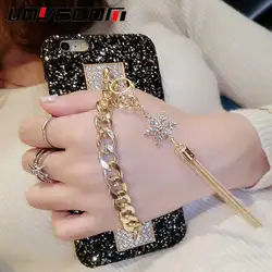 Блеск DIY Bling Снежинка кисточкой Cyrstal Пряжка для телефона 5 5S SE 7 6 6 S 8 плюс X XS XR XS Max жесткий чехол для телефона