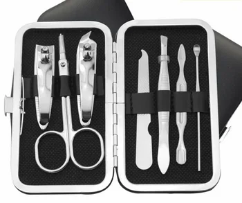 

100set 7Pcs/Set Portable Stainless Steel Nail Art Manicure Care Tool Mini Finger Toe Cutter Clipper File Scissor Tweezer new