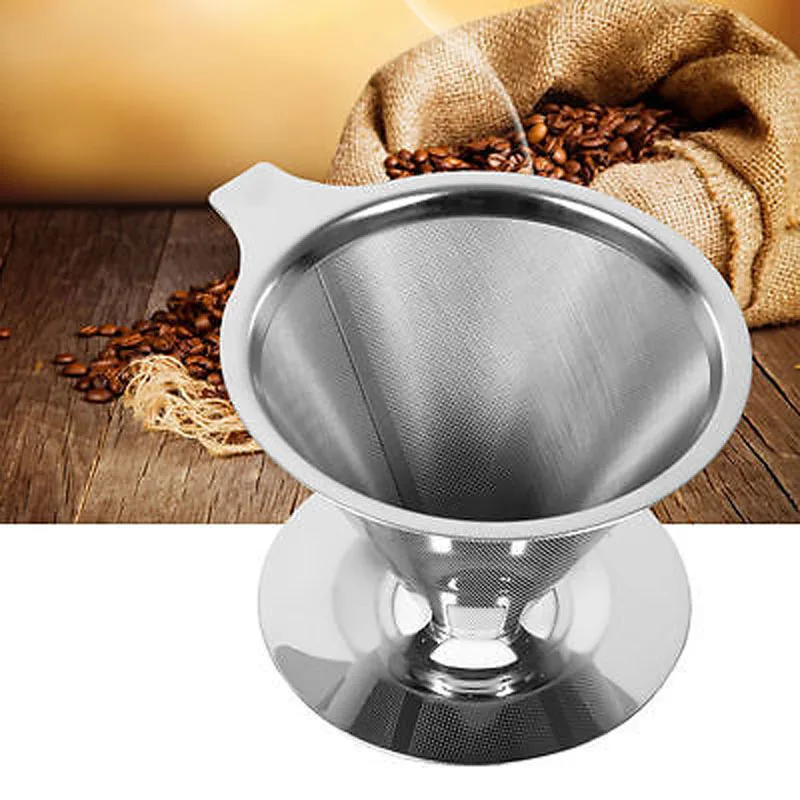 Stainless Steel Pour Over Dripper Coffee One Layer Mesh Filter With Cup