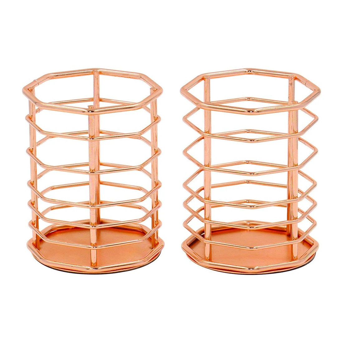 Rose Gold Pencil Holder Metal Office Supplies Desk Organizer Makeup
