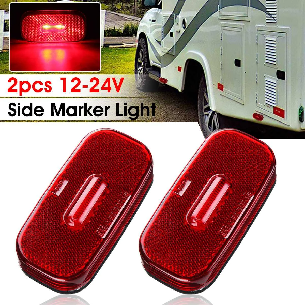 

Pair Car RV Caravan Indicator Light Side Marker Lamp For Truck Trailer Lorry Clearance Lamp Red Yellow