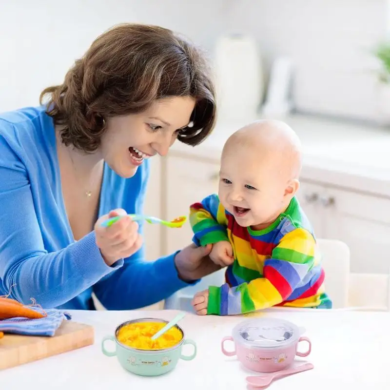 Children Cartoon Stainless Steel Bowl Spoon Baby Food Feeding Tableware Set Children Training Dinnerware Plate Bowl Spoon Children Cartoon Stainless Steel Bowl Spoon Baby Food Feeding Tableware Set Children Training Dinnerware Plate Bowl Spoon