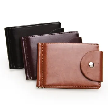 

Vintage Bifold Wallets Men with Metal Money Clip Hasp Men's Short Wallet Leather Slim Credit Card Case Male Portable Purse Male