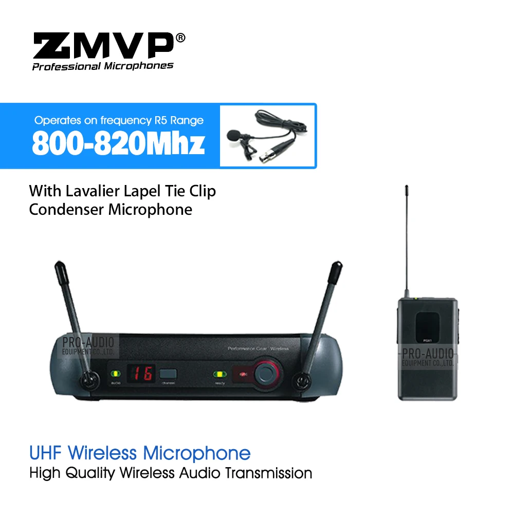 

ZMVP PGX14 UHF Professional Karaoke Wireless Microphone System with PGX Bodypack Transmitter Lapel Lavalier Clip Mic 800-820Mhz