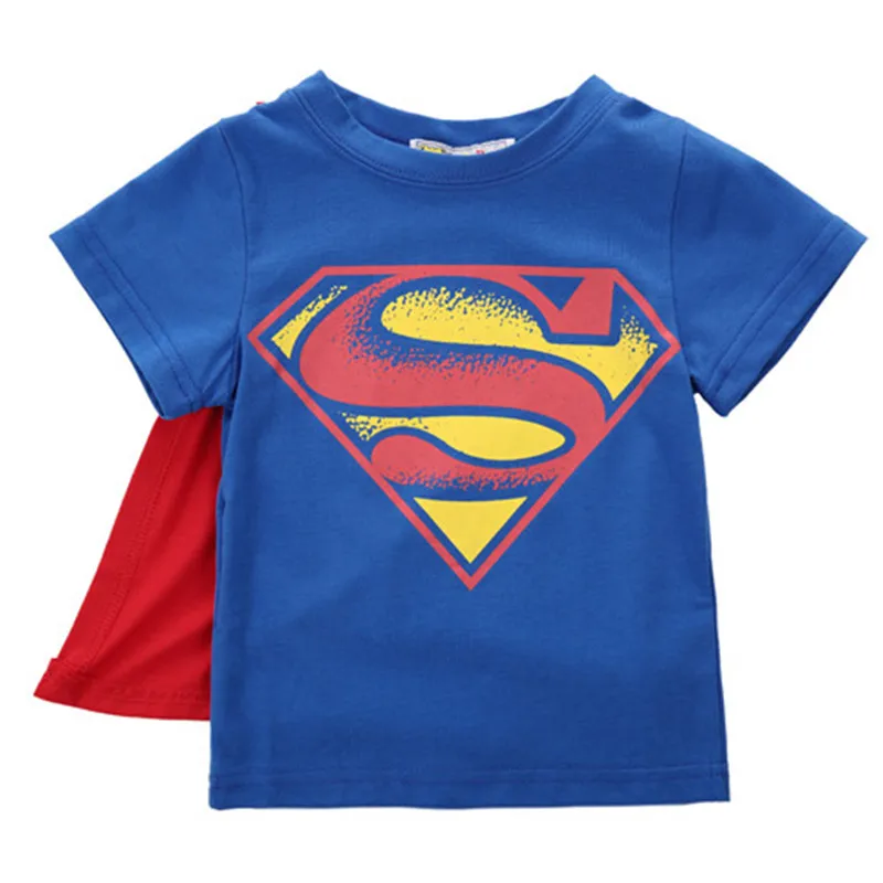 Летняя детская одежда для маленьких мальчиков; модная накидка Бэтмена; топы с короткими рукавами; футболка; Одежда для маленьких мальчиков; хлопковая одежда с круглым вырезом и короткими рукавами