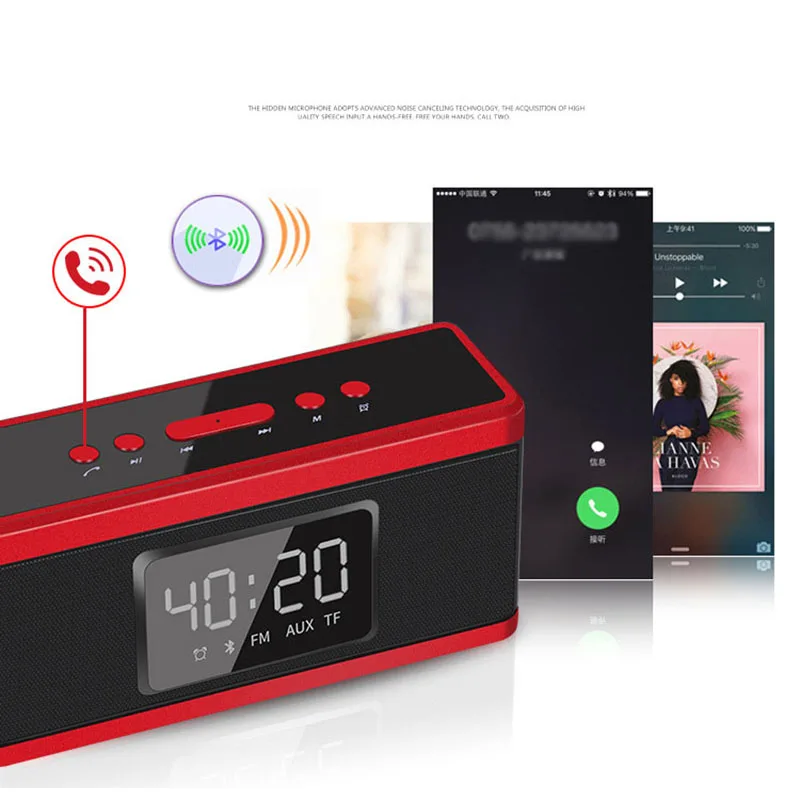 Мини портативные часы будильник сабвуфер Bluetooth маленький стерео двойной динамик