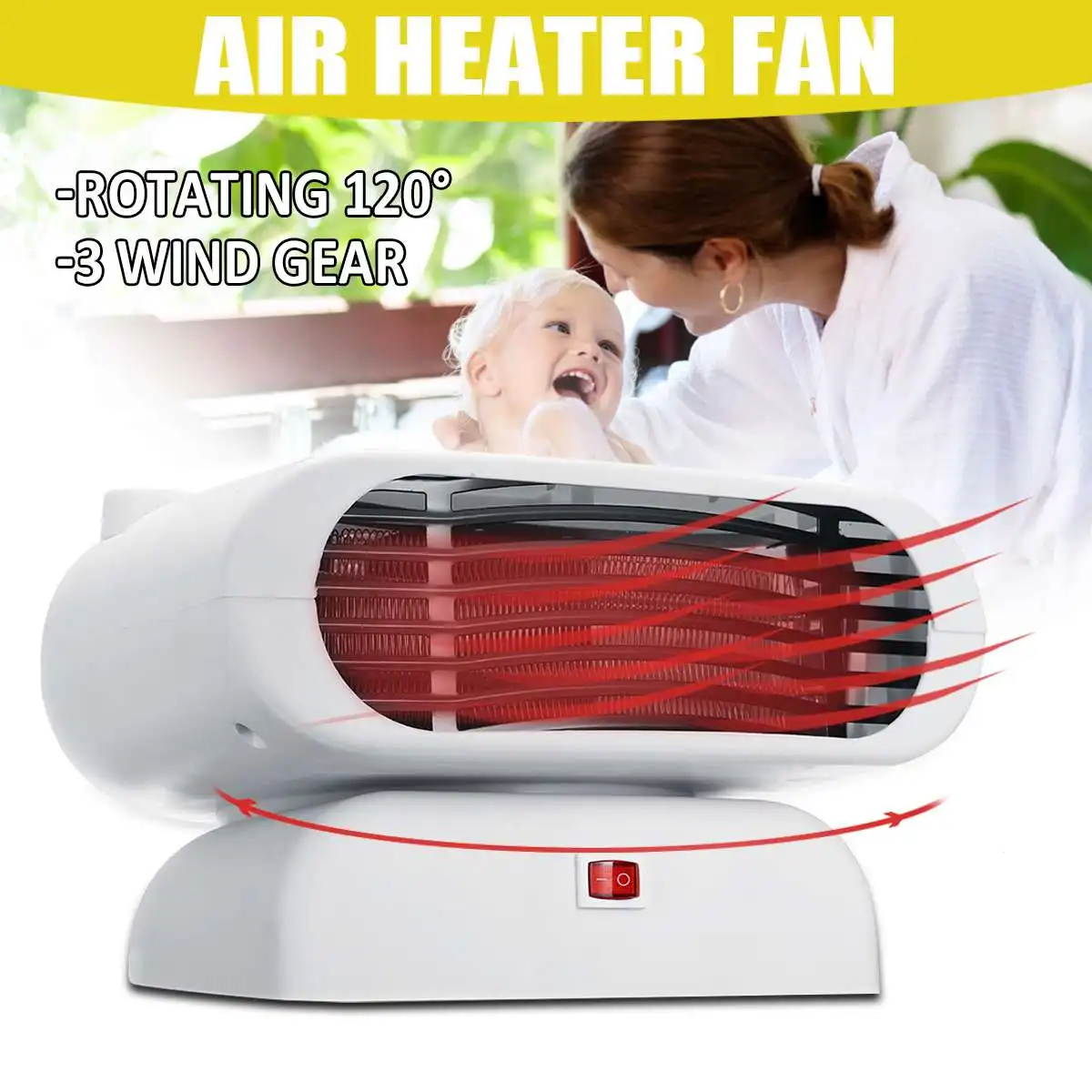 

2 in 1 Electric Heater Fan Portable Household Handy Heater 3 Gear Adjustable Desktop Air Warmer Rotatale Mini Conditioner Fan
