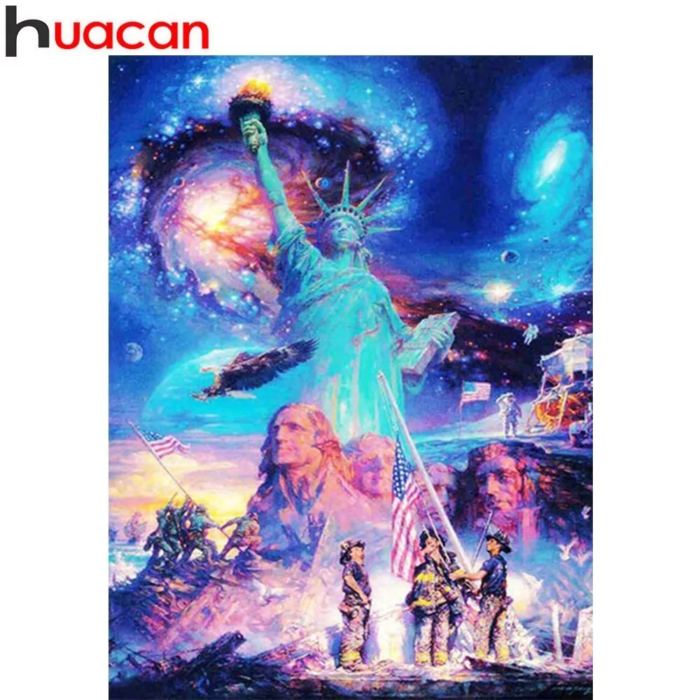 

HUACAN 5D DIY Diamond Painting Landscape Full Square Statue Of Liberty Diamond Embroidery Picture Rhinestone Mosaic Decor Home