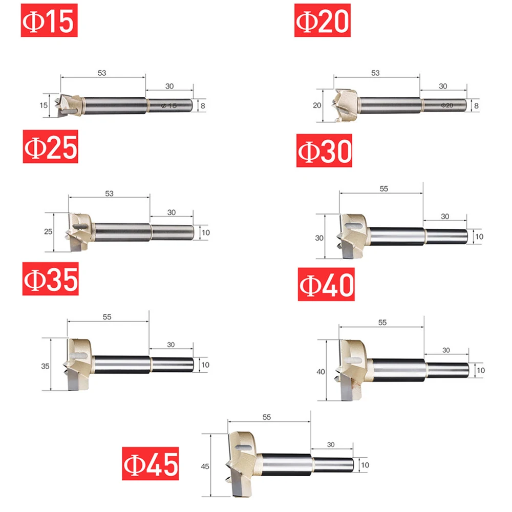 7PCS 15mm-45mm Forstner Tips Woodworking Tools Hole Saw Cutter Hinge Boring Drill Bits Set Round Shank Tungsten Carbide Cutter 7PCS 15mm-45mm Forstner Tips Woodworking Tools Hole Saw Cutter Hinge Boring Drill Bits Set Round Shank Tungsten Carbide Cutter