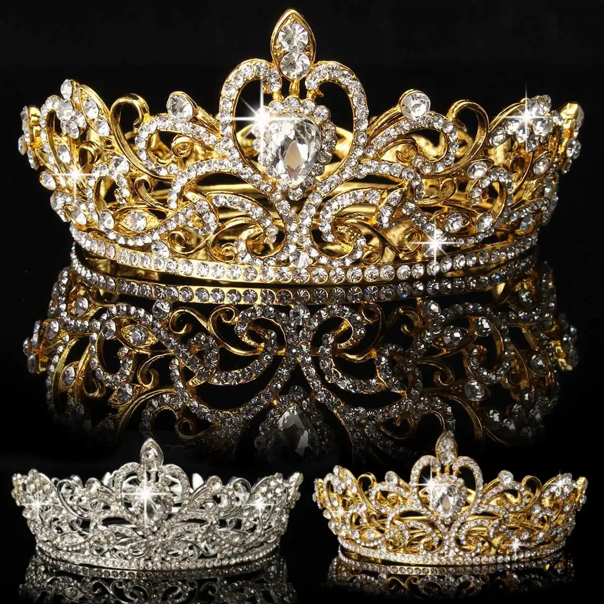 

2 Colors Bridal Lady Royal Crystal Rhinestone Wedding Crown Prom Pageant Tiara Jewelry Luxury Wedding Crown Fashion Hair Jewelry