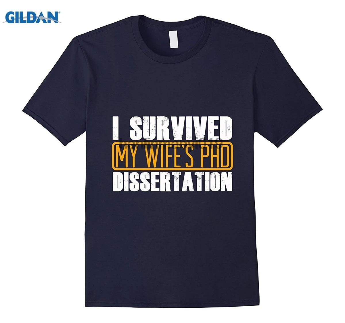 

GILDAN I Survived My Wifes PhD Dissertation Yellow Funny Tee Shirt