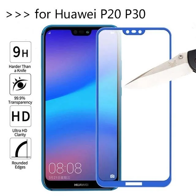 С уровнем твердости 9 H полное покрытие защитный Стекло для huawei P30 Lite чехол экрана