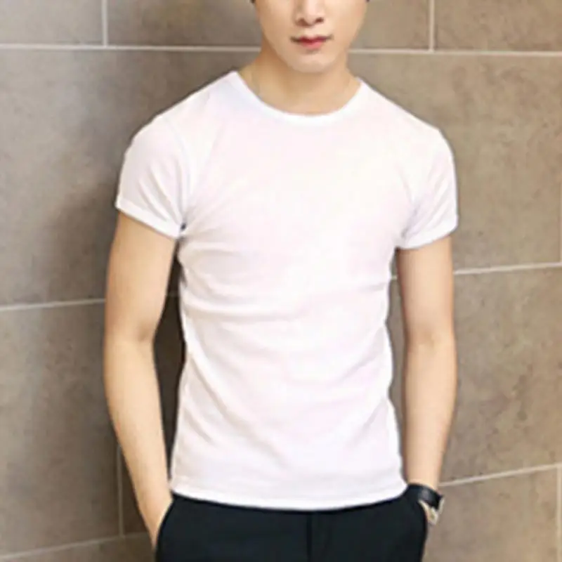 

Simple Summer Men Short Sleeve Round Collar New Solid Color Casual Slim Fit T-shirt Men's Clothing Male Tops Shirt