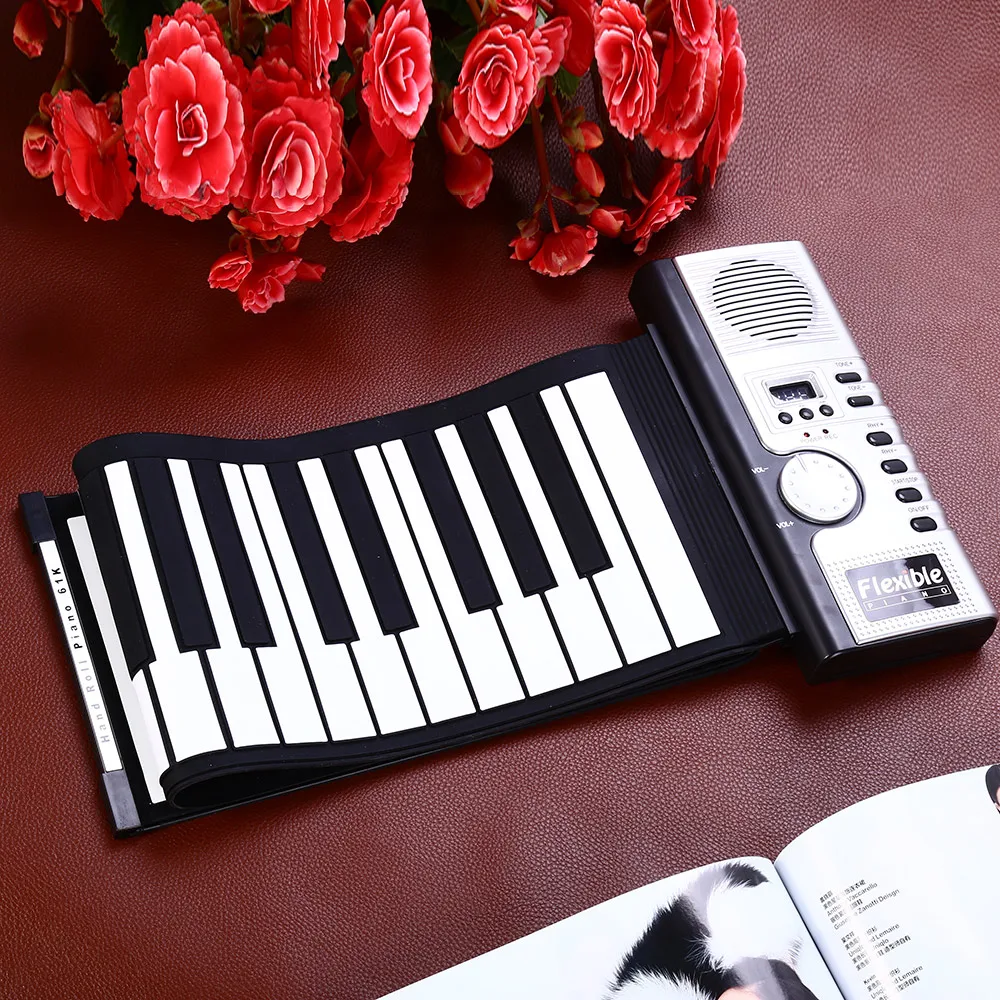 Портативная Гибкая 61 клавиша силиконовая MIDI цифровая рулонная клавиатура