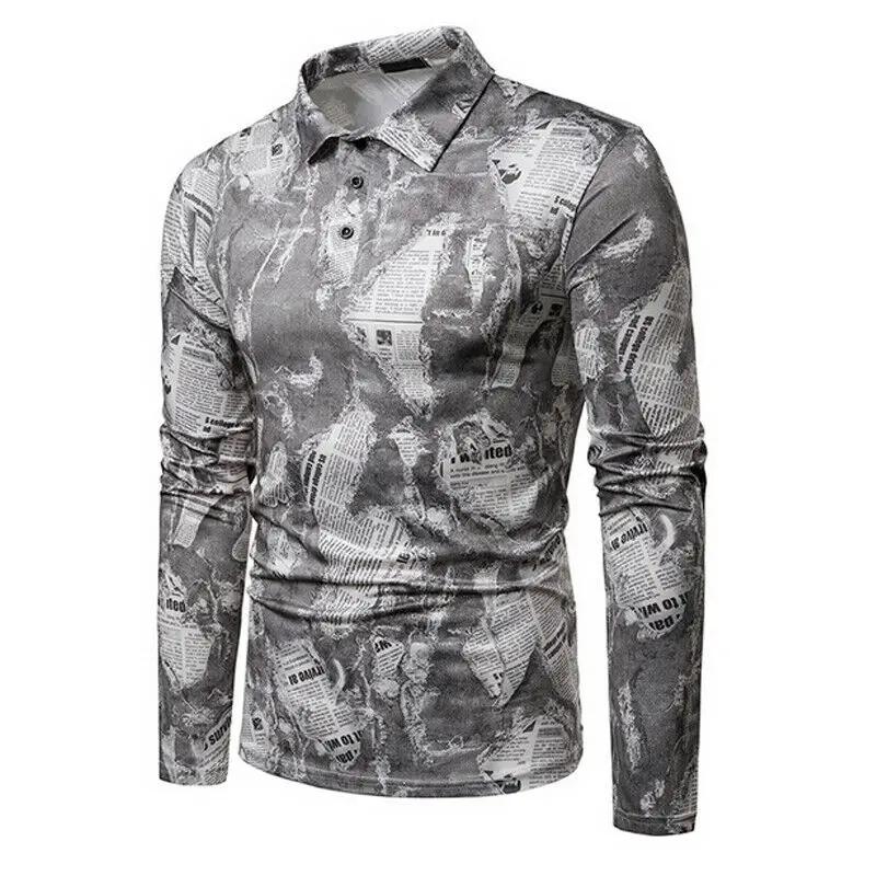 

Fashion Men Casual Formal Shirt Slim Fit Long Sleeve Blouse Watercolor Printed Tops Blue Purple Gray