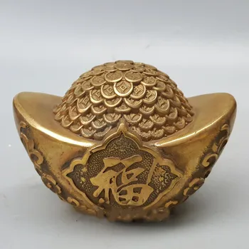 

4.7" Collect Chinese Fengshui Bronze Wealth Money Coin Yuanbao Yuan Bao Statue
