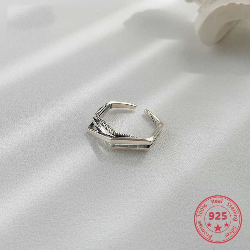 

Korea New Style 925 Sterling Silver Ring for Women Simple Fashion Chic Geometric Multi-layer Open Ring Jewelry