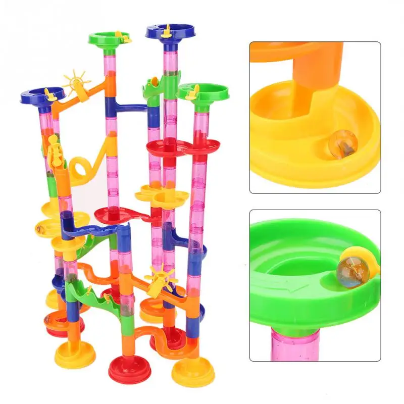 Plastic DIY Pathway Brick Toy with Rolling Balls for Kid Child Learning