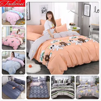 

3/4 Pcs Bedding Set Adult Kids Girl Soft Cotton Bed Linen Single Twin Queen King Double Big Size 150x200 180x220 200x230 220x240