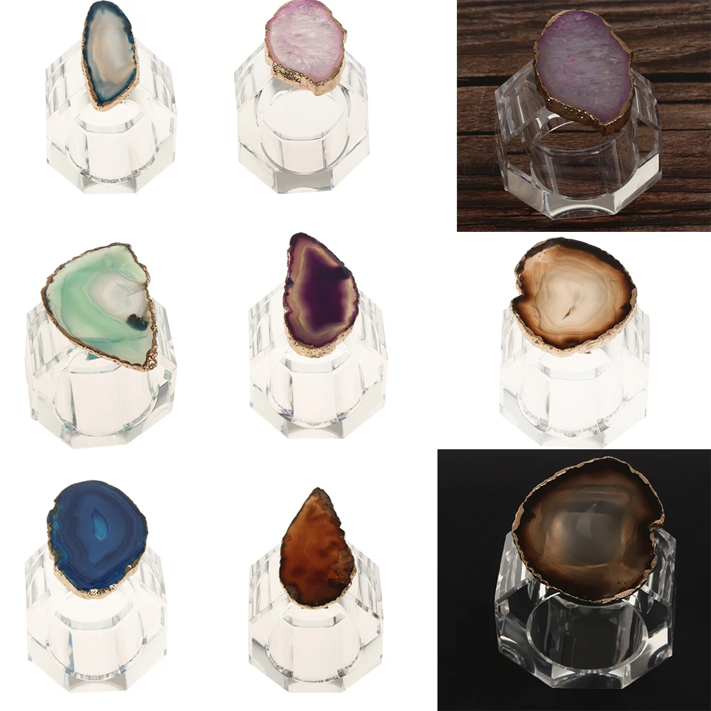 

Crystal Napkin Serviette Ring Holders Table Adornment Party with Agate Decor