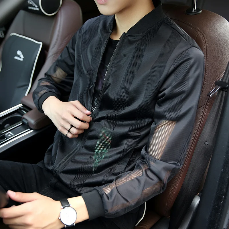

Thin casual Jacket mens Male Increase Fertilizer Enlarge Code Frivolous Ventilation Sunscreen Clothes Motion Loose Coat Sale