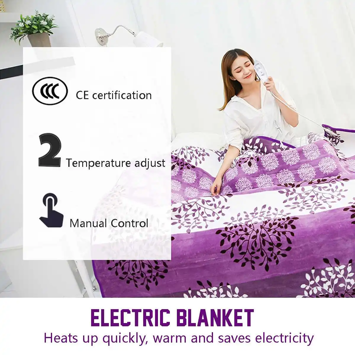 

220V King Size Bed Electric Heated Blanket Heating Mat Winter Warmer Thermostat Breathable 120x150cm Synthetic Fiber+Cotton