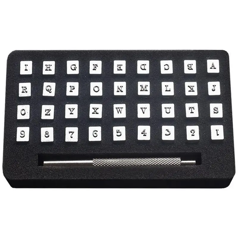 

36PCS Handmade DIY Vegetable Tanned Leather Letter Punch Printing Alphanumeric Printing Tool Set