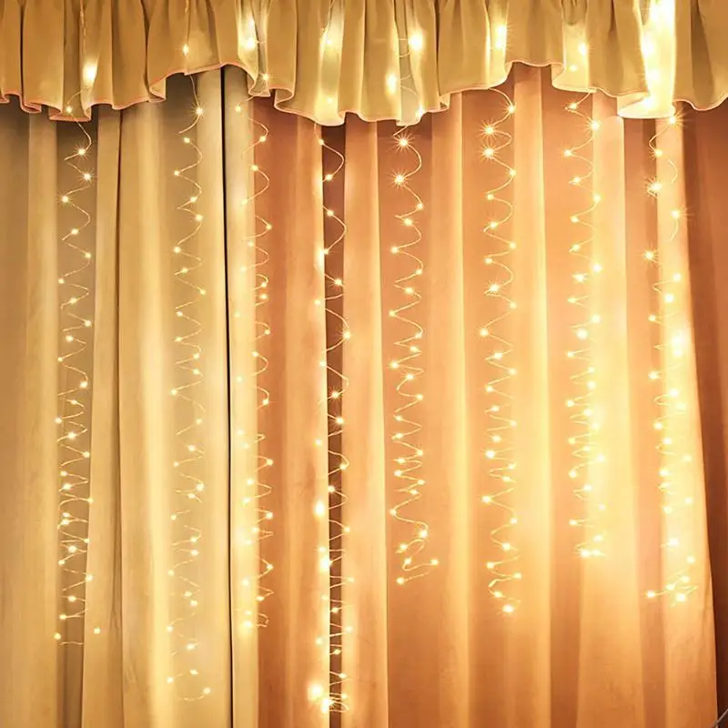 

300LED String Fairy Curtain Star Lights 3x3m Copper Wire USB Remote Control Christmas Wedding Party Home Decoration Dropship