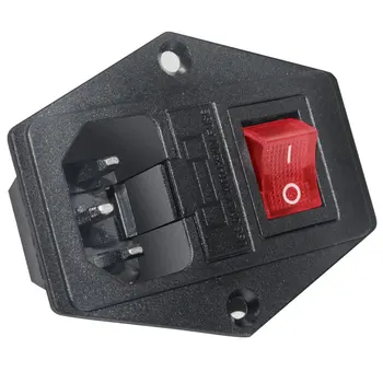 

Red Power Rocker Switch Inlet Power Sockets Fused Switch Connector Plug 10A 250V IEC320 C14