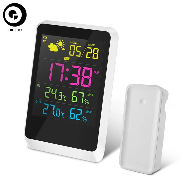 

DIGOO DG-TH11200 HD Colorful Mini Weather Station Outdoor Indoor Thermometer Hygrometer Temperature Humidity Sensor Clock New