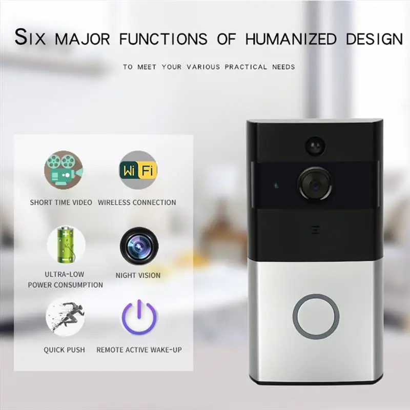 

720P WIFI Visual Doorbell Wireless Intercom Doorbell PIR Motion Detection Night View SD Card Video Smart Doorbell Ring