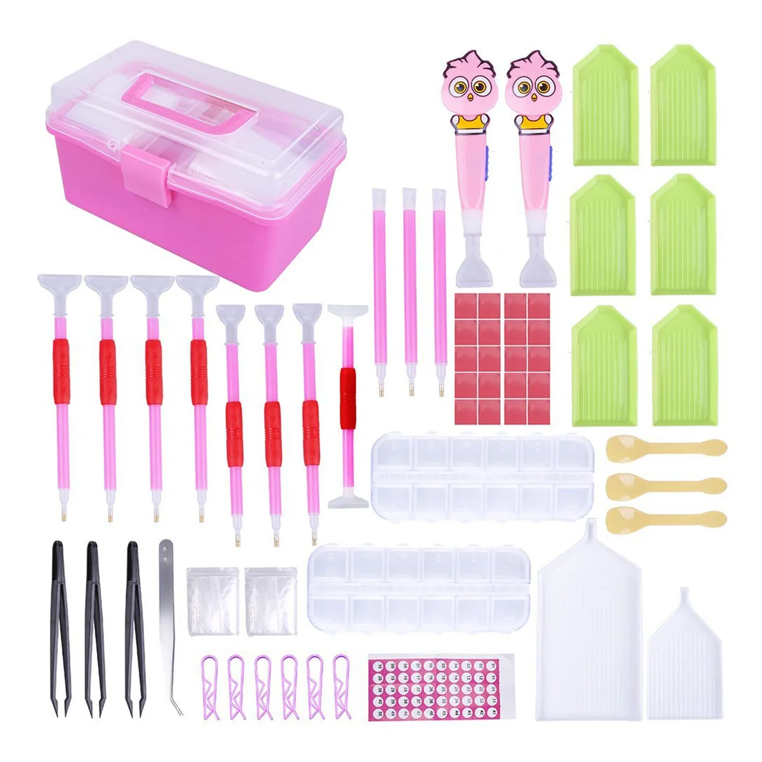 

New Design LED Diamond Painting Pen Cross Stitch Tool Set 118 Pieces, Diamond Embroidery Storage Box Kit for DIY Art Craft