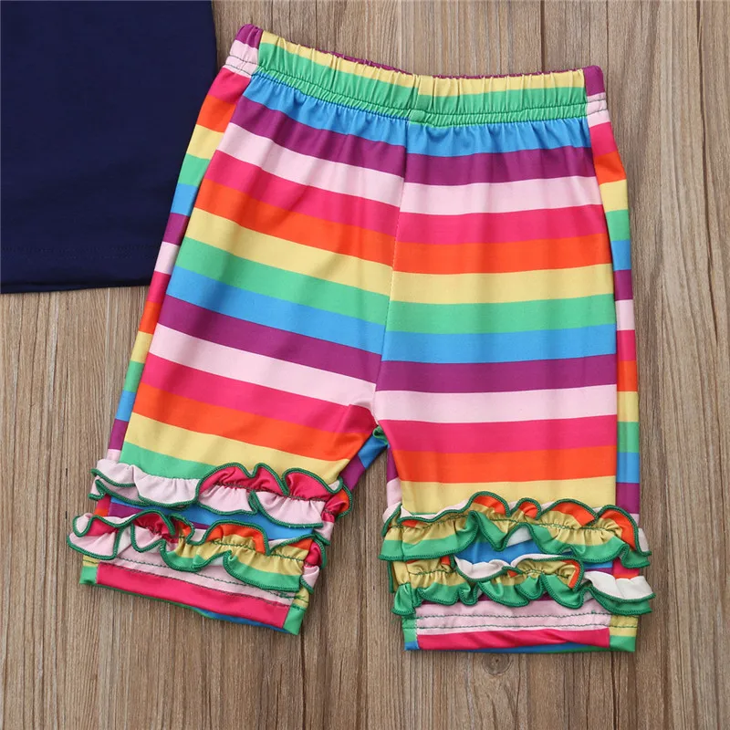 2019 Toddler Baby Kids Girl Rainbow Clothes Set T-shirt Tops Stripe Pants Outfits Summer 2019 Toddler Baby Kids Girl Rainbow Clothes Set T-shirt Tops Stripe Pants Outfits Summer