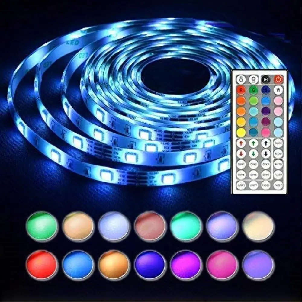 

5M Full Set LED Strip Light RGB Lamp 44key Controller Adapter Indoor Outdoor Lighting Decoration Waterproof LED Lamp Strip