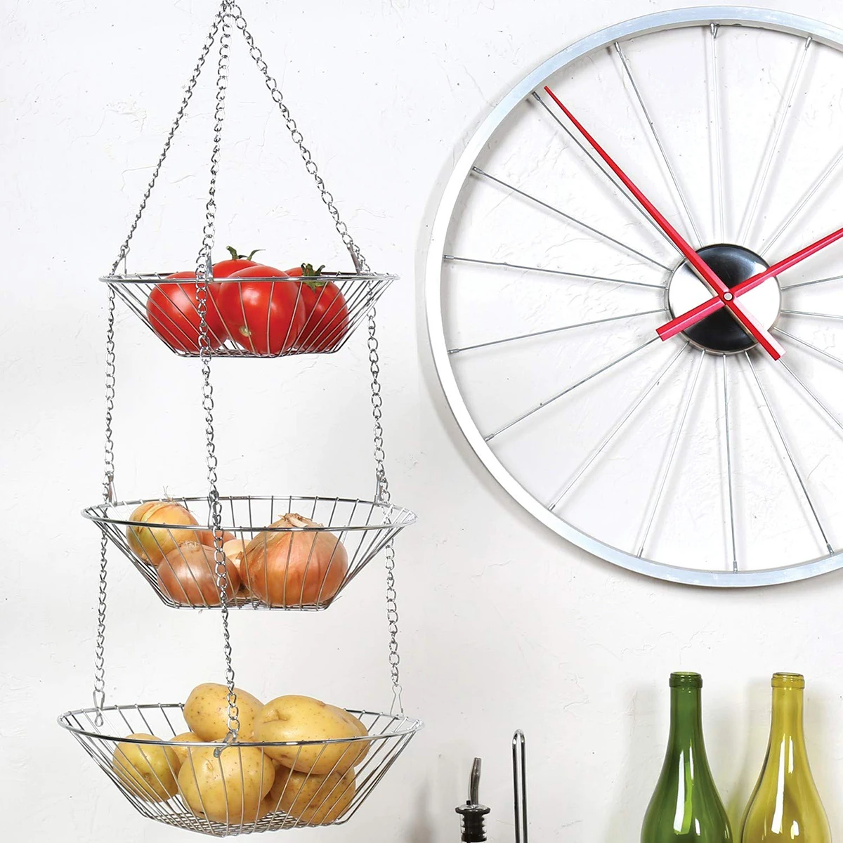Shipping Hanging Fruit Basket Stainless Steel 3 Layer Baskets Fruit For