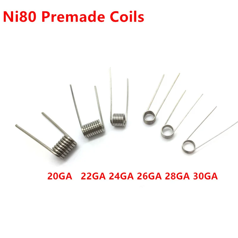 100pcs/Pack Ni80 Coil for Electronic Cigarette Prebuilt Coil Resistance RDA RTA Atomizer Heating Premade Coil Wire Heating Wir