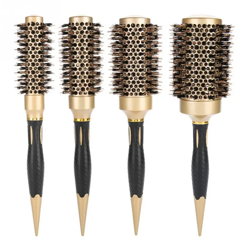 

New Portable Anion Anti-static Round Hair Comb Salon Styling Brush Gold & Black Massager Detangle Brush Hair Care Styling Tools