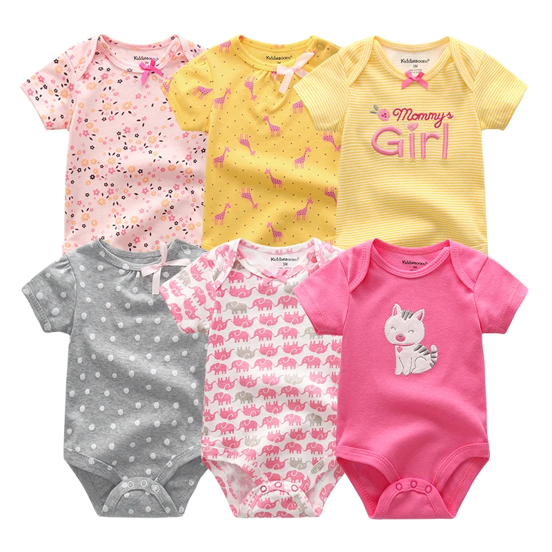 Г., 6 шт./партия, детская одежда хлопковая одежда с единорогом для маленьких девочек Одежда для новорожденных мальчиков Комплекты одежды для малышей с короткими рукавами Roupa de