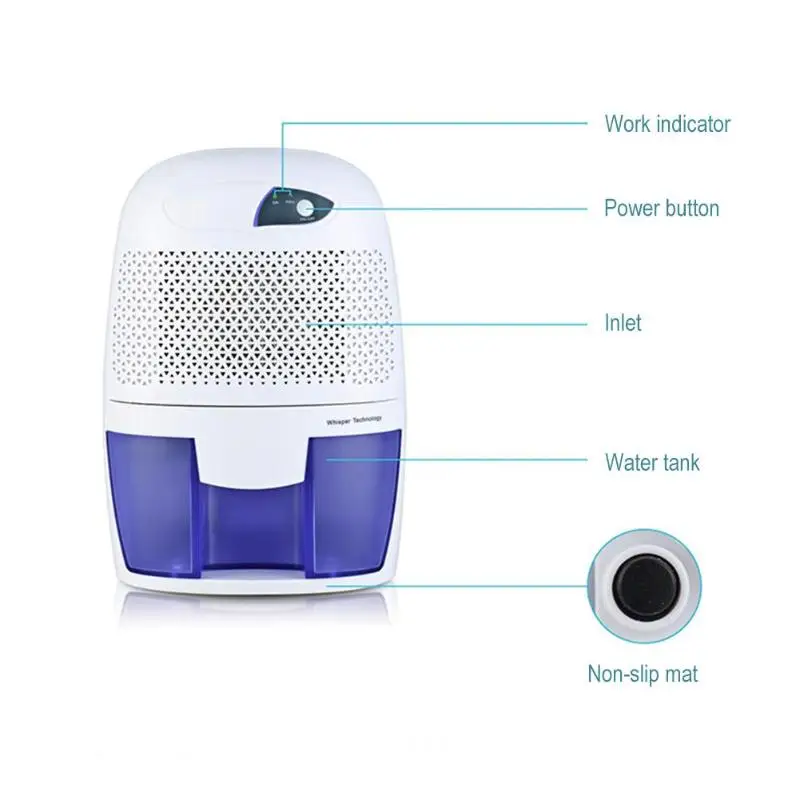 

Mini Dehumidifier Air Dryer 500ml Moisture Absorber Electric Cooling Dryer Auto-off Air Dehumidifier for Home Bedroom Kitchen