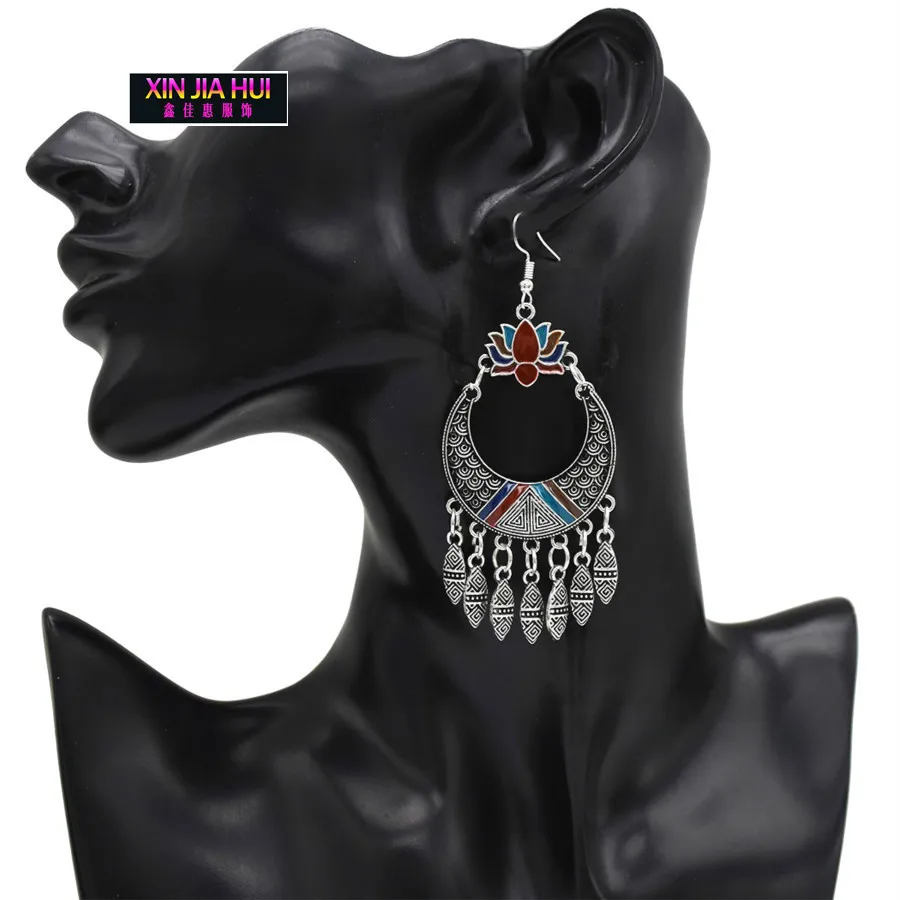 New Pattern Restore Ancient Ways Earring Posimi Second Nation Wind Personality Concise Lotus Leaf Tassels Earrings Ornaments | Украшения и