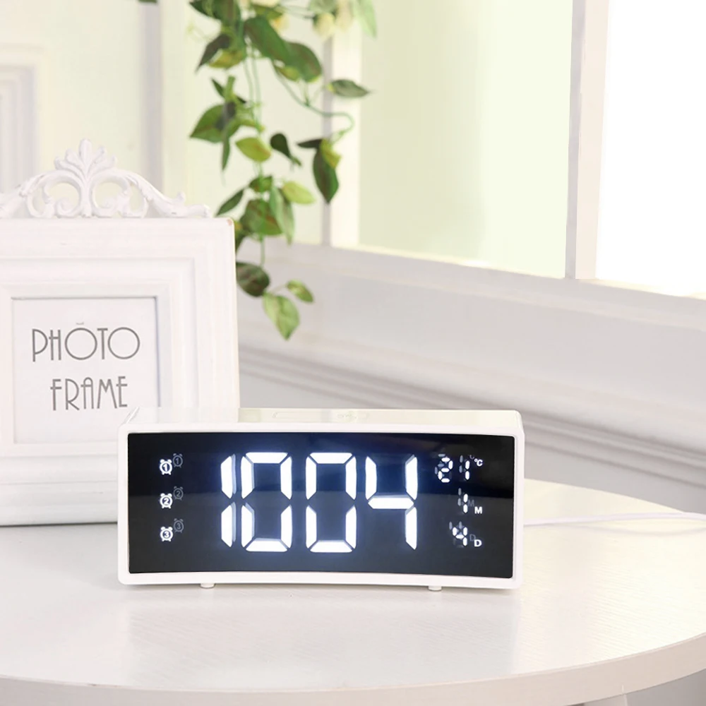 3D Alarm Clock Curved Surface Screen Floating LED Display Smart Alarm