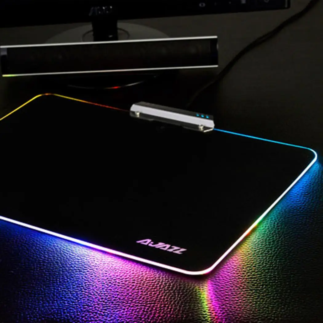 Светодиодный USB проводной игровой Мышь Pad черный красочные Подсветка игры 8