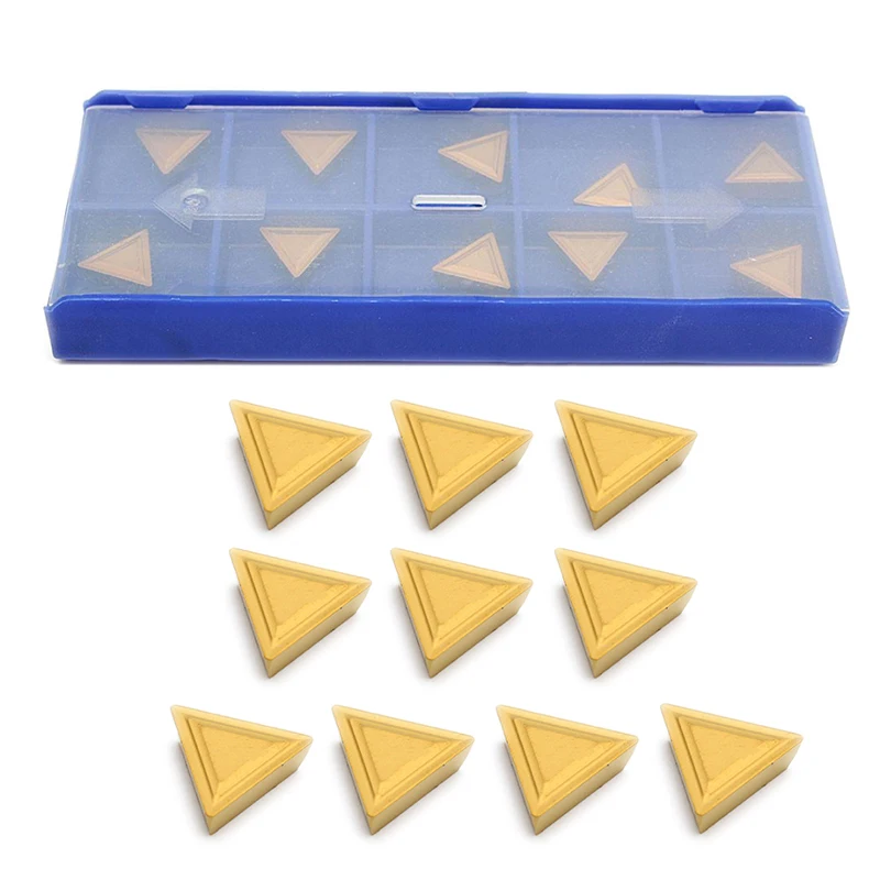 

10pcs TPMR 110304 YBC251 Blades Triangular Gold Cutters Tungsten Carbide Inserts With Box for CNC Lathe Turning Tool