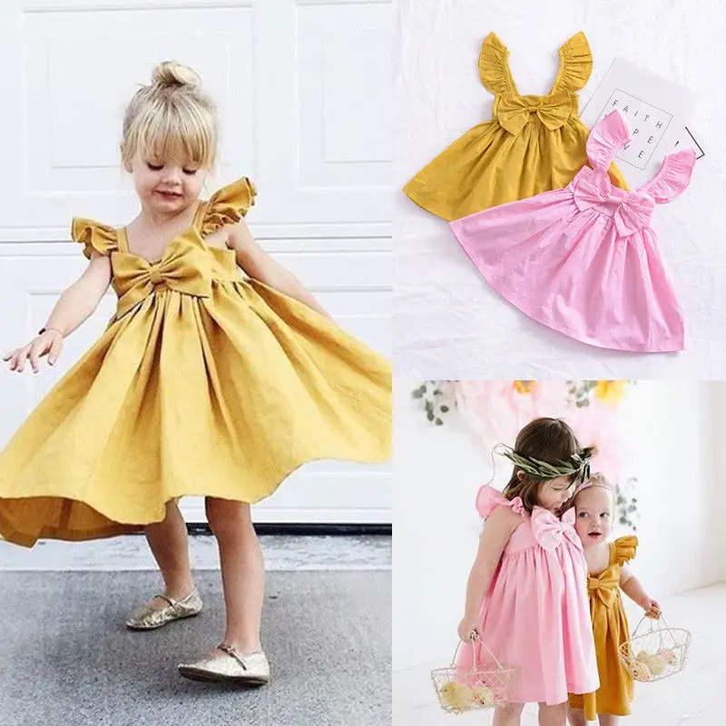 

Newborn Kids Baby Girls Princess Bow Dress Party Casual Clothes Outfit Baby Summer Dress