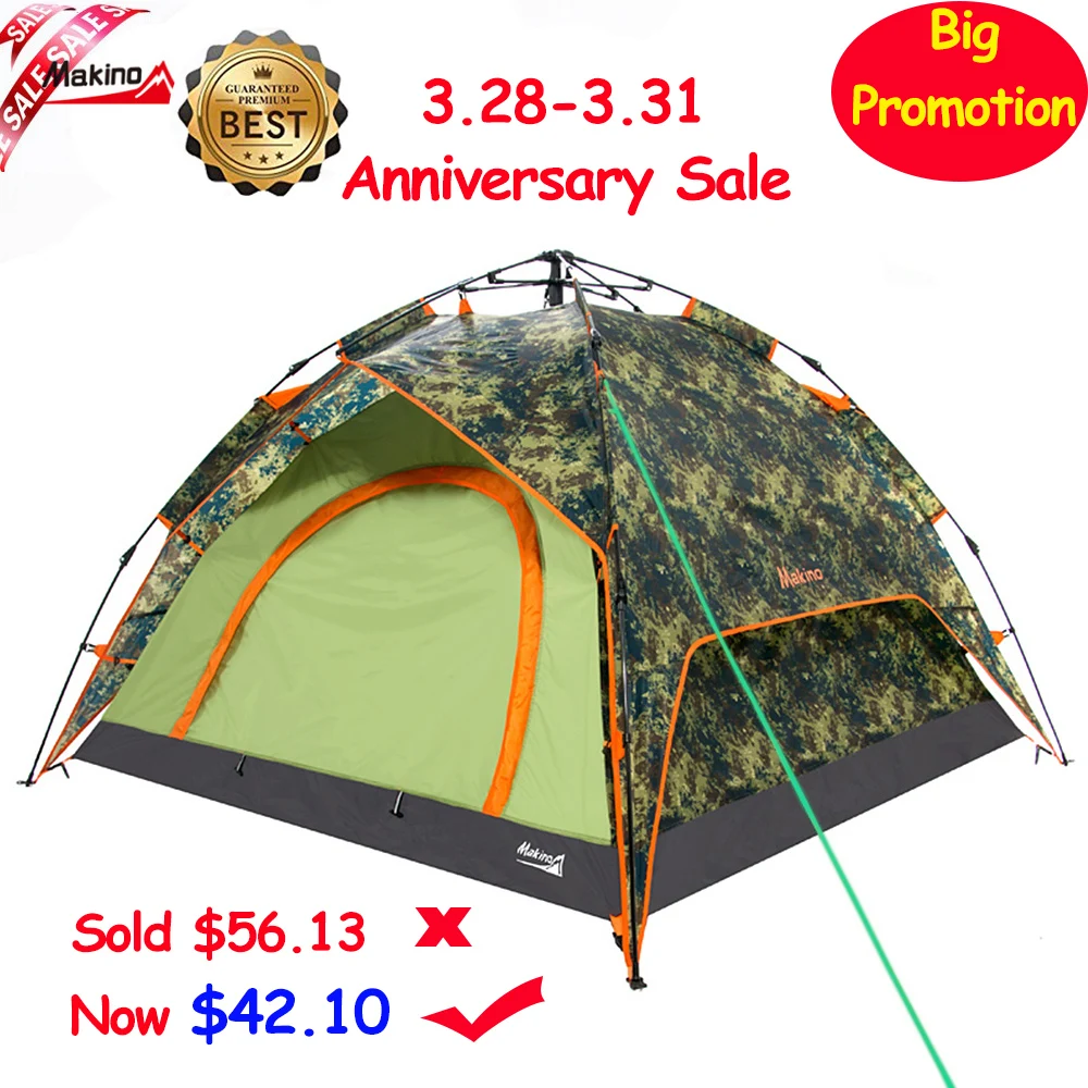 

Big Promotion Makino Water-resistant Automatic Instant Pop Up 3 - 4 Persons Camping Tent Quick Automatic Opening Camping Tent