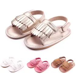 Новые летние детские детская обувь для девочек с кисточками Нескользящие мягкие детские туфли подошва Prewalkers