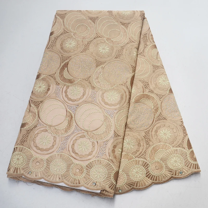 

Gold embroidered African cotton dry lace fabric 2019 high quality bridal Nigerian stones Swiss voile lace Austria in Switzerland